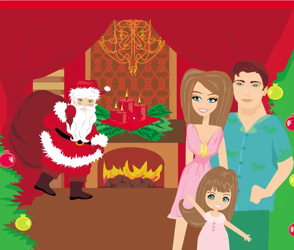 Family Christmas at home — Stock Vector