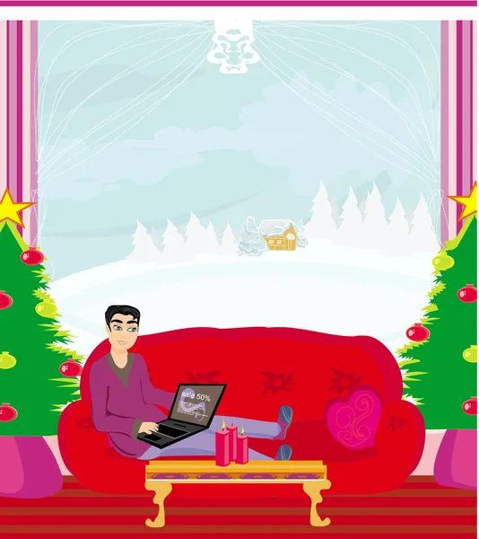 Vánoční nakupování online — Stockový vektor