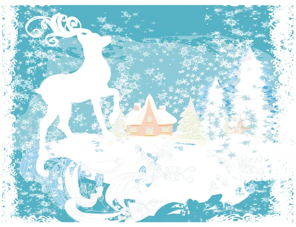 Abstract Christmas frame with reindeer — Stock Vector