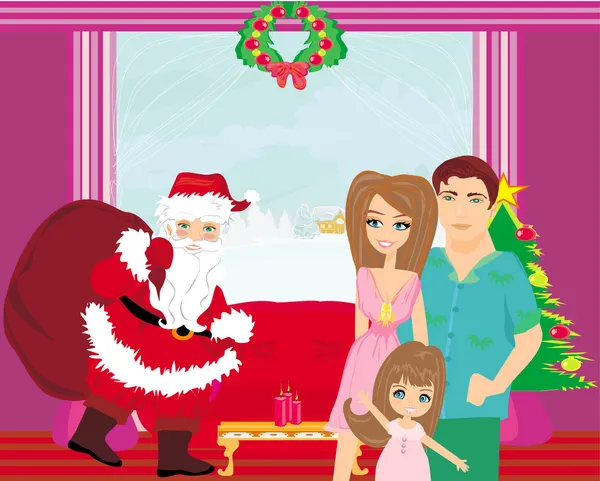 Familienweihnachten zu Hause — Stockvektor