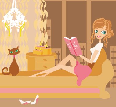 Kitap okuyan bir kızın tasviri