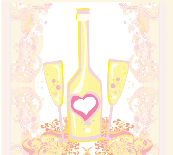 Abstract illustration of wine bottle and wine glass — Stock Vector