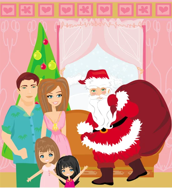 家庭圣诞在家里 — 图库矢量图片