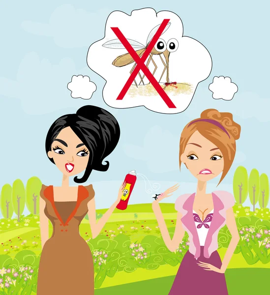 Girl trying to kill a mosquito — Stock Vector
