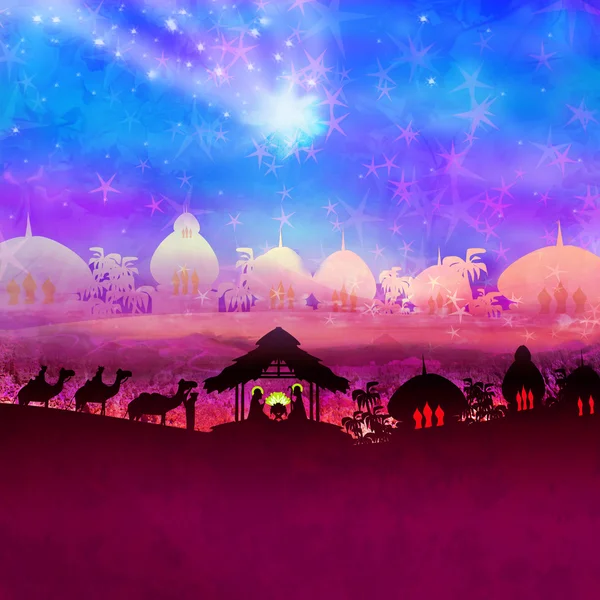 İncil sahnesi - İsa 'nın Beytüllahim' de doğuşu.