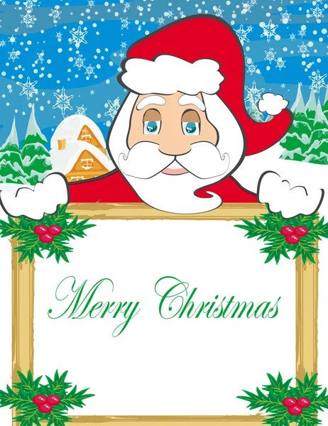 Drôle Père Noël tenant un cadre, endroit pour le texte — Image vectorielle