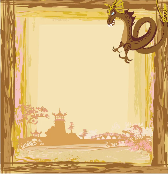 Carte abstraite avec un dragon chinois — Image vectorielle