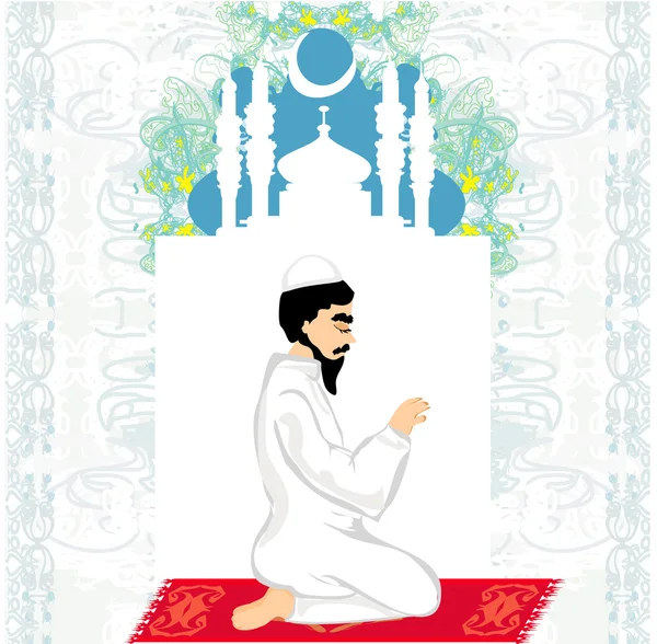 Abstracte religieuze achtergrond - moslim man biddend — Stockvector