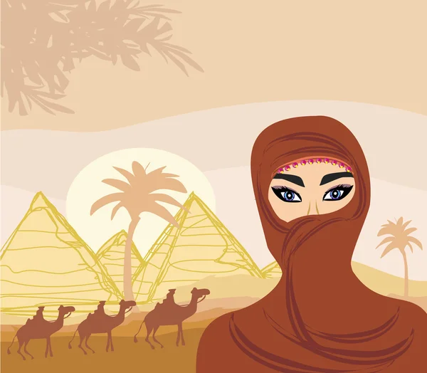 Arabe femme dans le désert — Image vectorielle