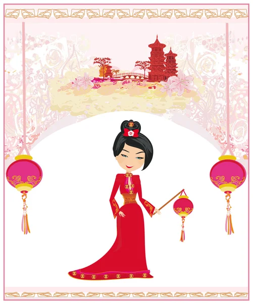 Fête de la mi-automne pour le Nouvel An chinois, Carte abstraite — Image vectorielle