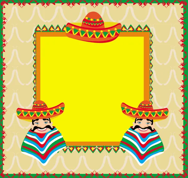 Mexicaanse frame met man in sombrero — Stockvector