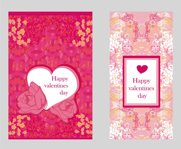 Vintage style Valentine Day Card Set — Stock Vector