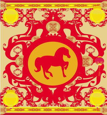At Yılı - Mutlu Çin Yeni Yıl Vekil Kartı Tasarımı