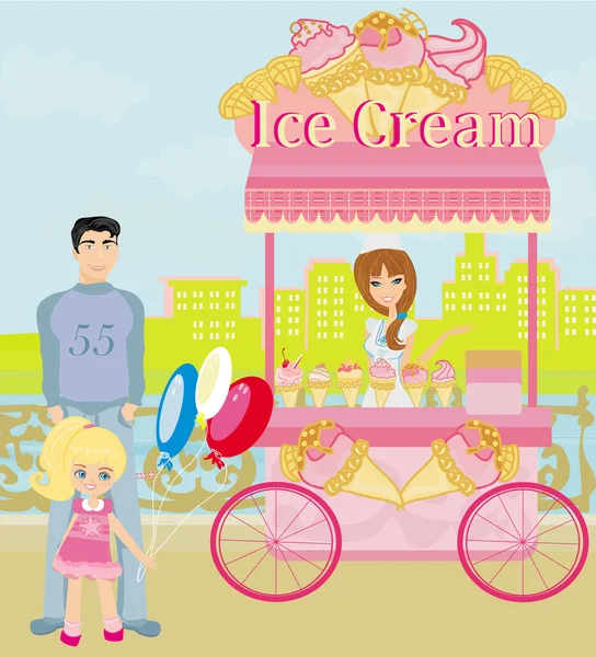 Ice Cream Mobile Shop — Stock Vector