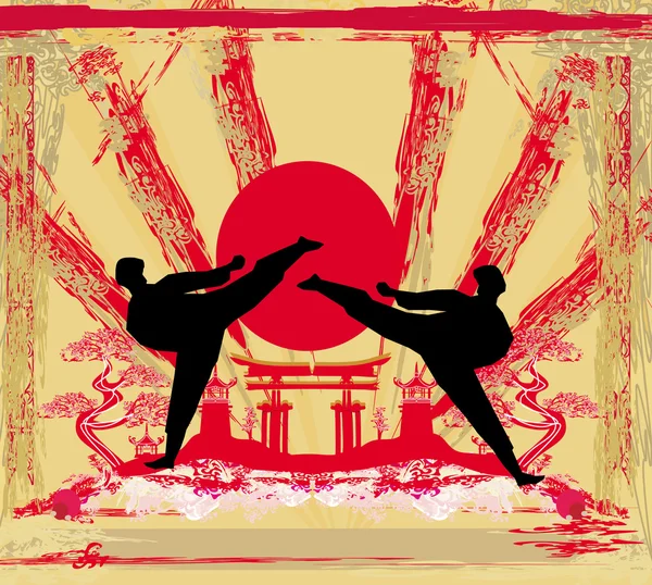 Занятия карате - Grunge background — стоковый вектор