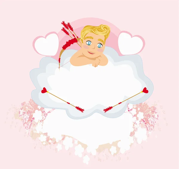 Alla hjärtans dag ram med en söt cupid — Stock vektor