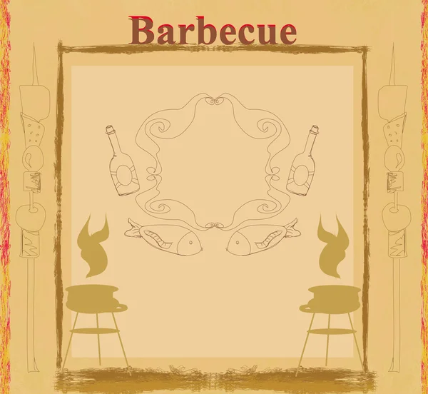 Vintage Barbecue Party Invitation — Stock Vector