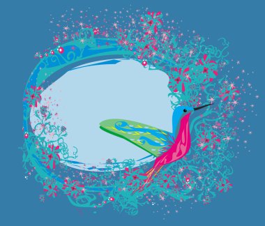 Sinekkuşu desenli çiçekli