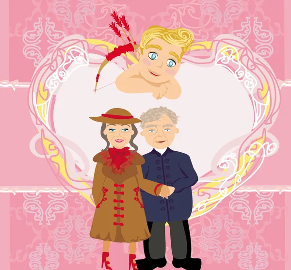 Liefde senioren - kaart Valentijnsdag — Stockvector