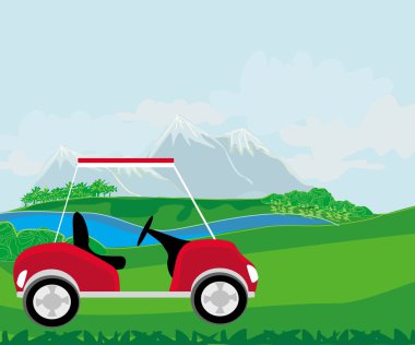 Güzel golf sahasında golf arabası.