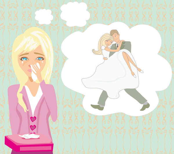 девушка плачет, мечтает выйти замуж