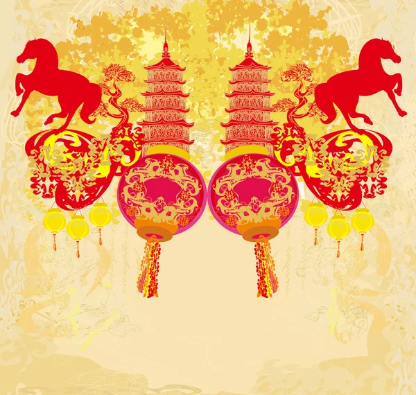 Κινέζικα μέσα φθινοπώρου φεστιβάλ και το νέο έτος στοιχείο σχεδιασμού — Διανυσματικό Αρχείο