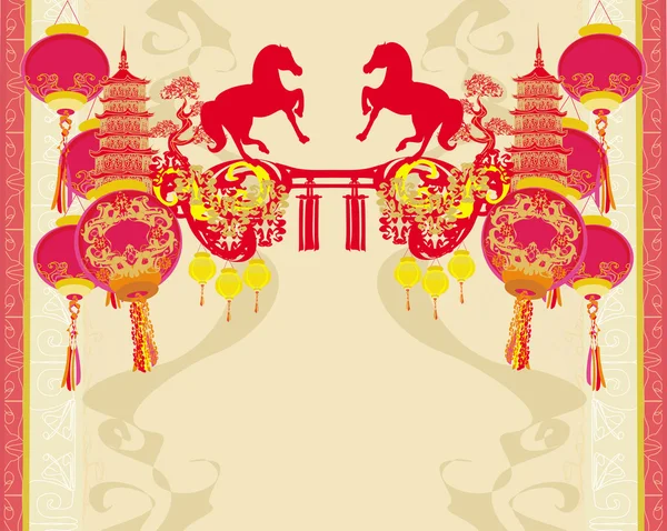 Festival de mi-automne chinois et élément design Nouvel An — Image vectorielle