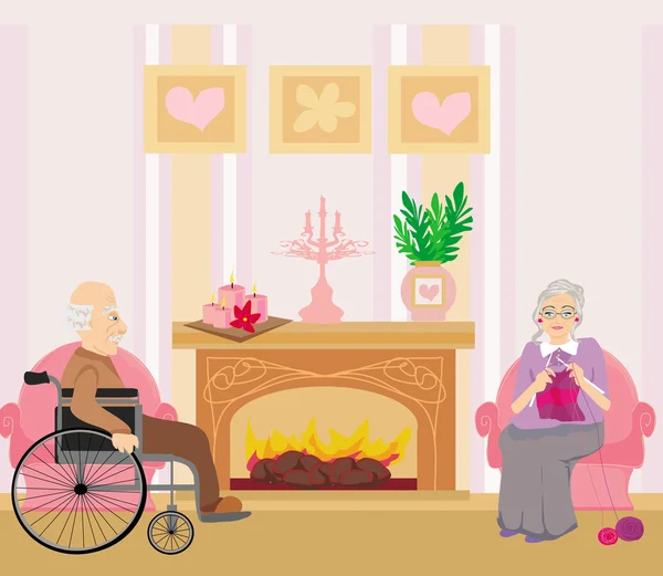 Oudere echtpaar rust thuis — Stockvector