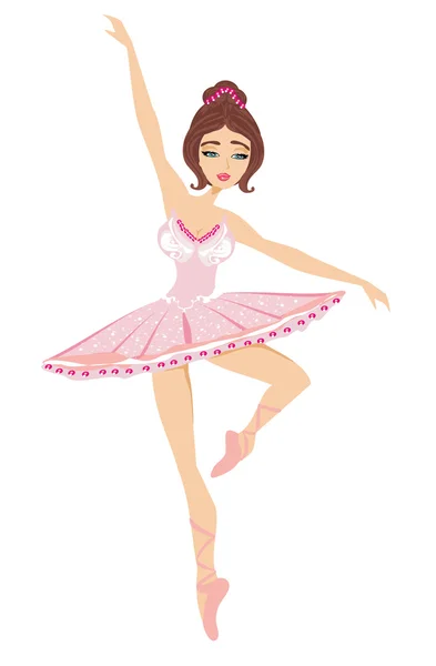 Ilustração da bela bailarina dançante isolada na ba branca — Vetor de Stock