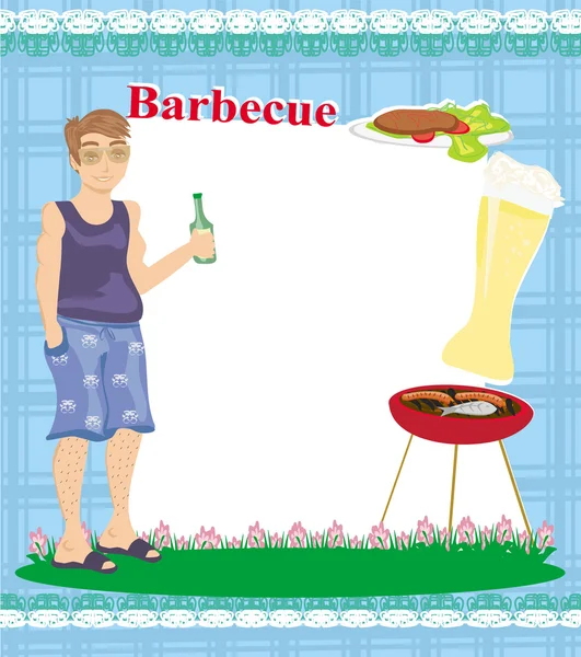 Barbecue Party Uitnodiging met plaats voor uw tekst — Stockvector