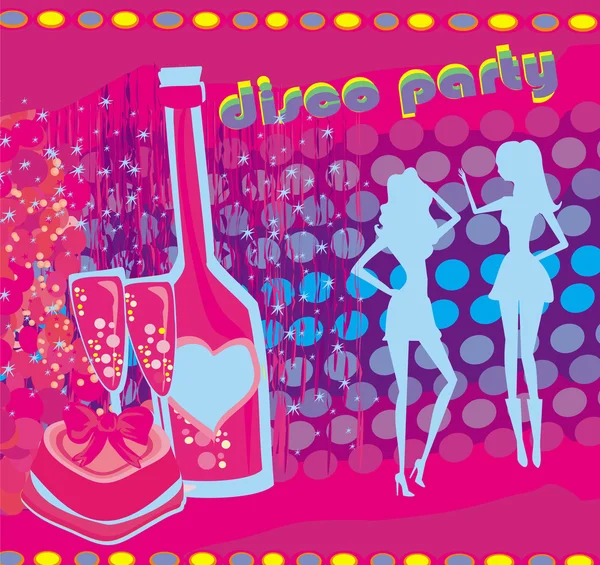 Fiesta disco fondo - bebidas, entretenimiento y baile — Vector de stock