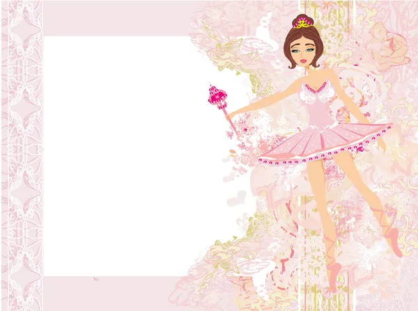 Güzel balerin - çiçek çerçeveli soyut kart