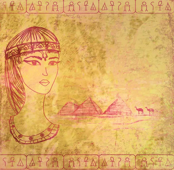 Vecchia carta con la regina egiziana — Foto Stock