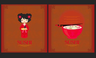 template of traditional Japanese food menu  clipart