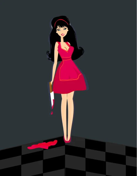 Alicia en el País de las Maravillas con cuchillo en sangre — Vector de stock