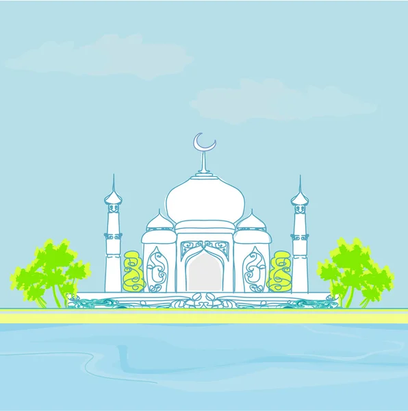Ramadan tło - meczet sylwetka karty wektorowej — Wektor stockowy
