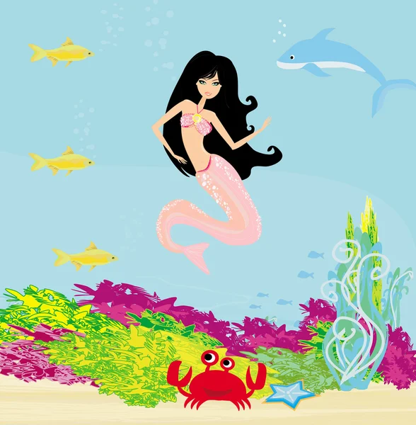 Ilustración de una hermosa sirena — Vector de stock