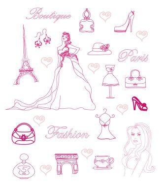 Paris doodle seti moda