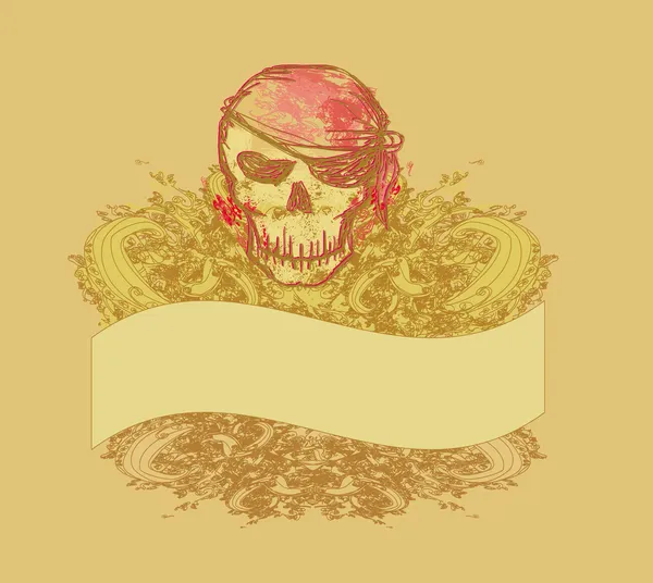 Skull Pirate - carta retro — Archivo Imágenes Vectoriales