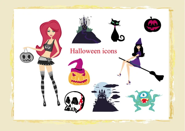 Halloween vector iconos conjunto — Vector de stock