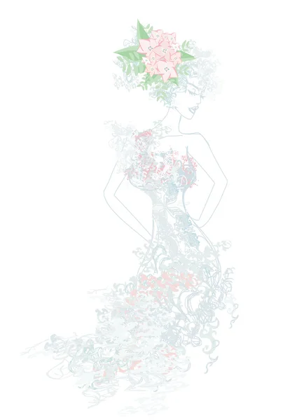 Abstract Mooie bloemenvrouw — Stockvector