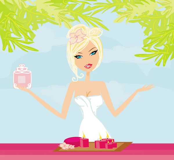 Pretty girl enjoying elegant spa — Stock Vector