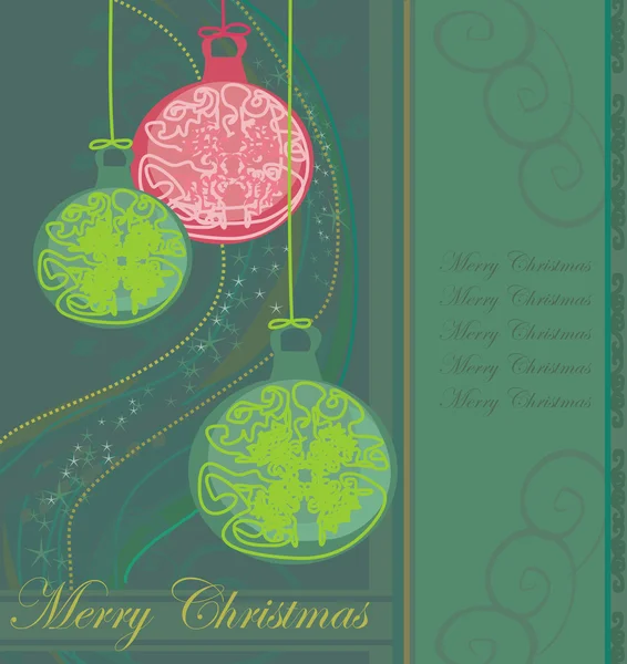 Elegant christmas achtergrond met kerstballen kaart — Stockvector