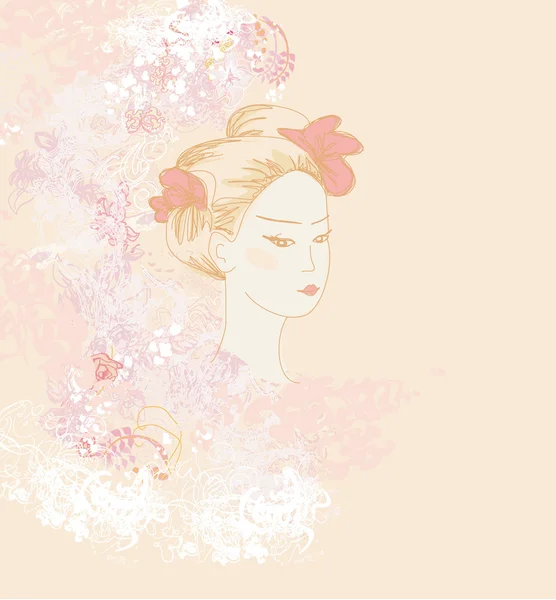 Abstrakt Smukt geisha portræt – Stock-vektor