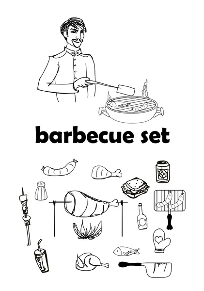 Barbacoa icono vector conjunto — Vector de stock