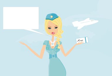 Bilet seyahat zevk ile güzel hostes