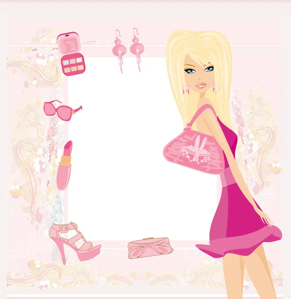 Fashion girl Shopping card — Stock Vector