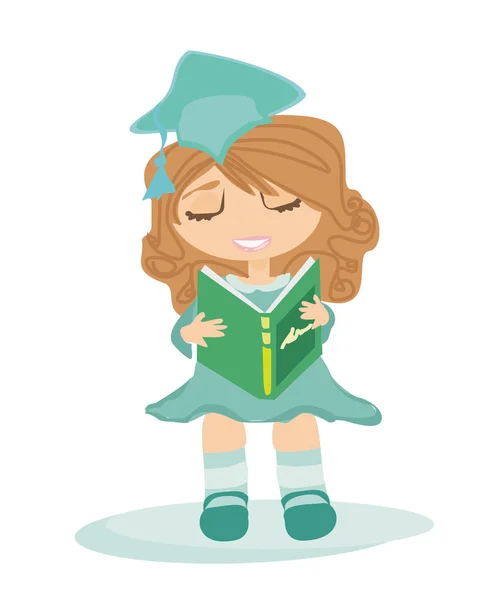 Illustration of a Kid Holding Her Diploma — Stock Vector