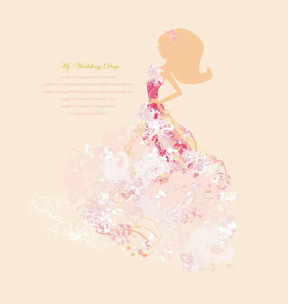 Аннотация Beautiful floral Woman silhouette card — стоковый вектор