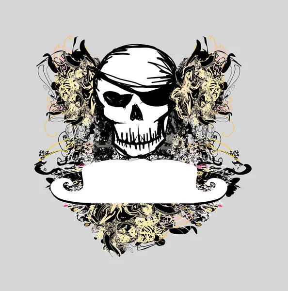 Skull Pirate - ретро-карта — стоковый вектор